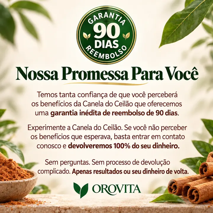 Nossa promessa: garantia de reembolso de 90 dias da OROVITA