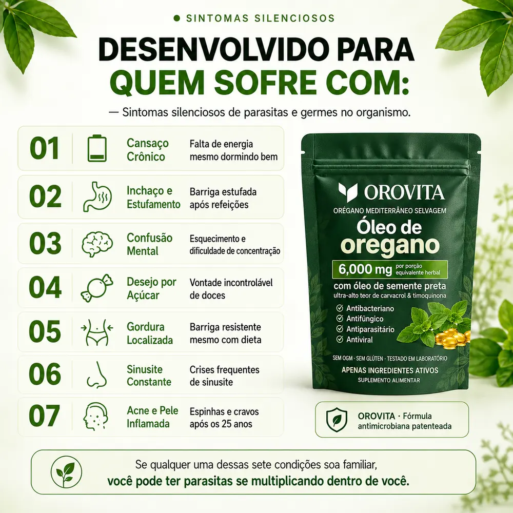 Desenvolvido para quem sofre com sete sintomas silenciosos: cansaço crônico, inchaço, confusão mental, desejo por açúcar, gordura localizada, sinusite e acne